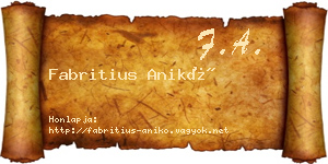 Fabritius Anikó névjegykártya